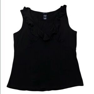 Gap size small black sleeveless ruffle neck knit top GUC